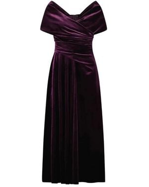 Talbot Runhof Samt Abendkleid Mit Carmen-Ausschnitt - Schwarz