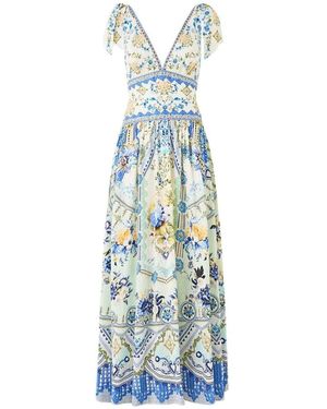 CAMILLA Kleedjes ,Veelkleurig ,Linnen Tie Shoulder Dress My Homespun Heart - Blauw