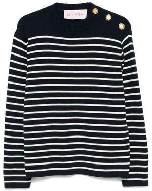 Valentino Weißer Pullover Mit Dekorativen Knopfdetails - Schwarz