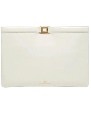 Elisabetta Franchi Tassen ,Polyester Naplak-Effect Envelope Clutch - Wit