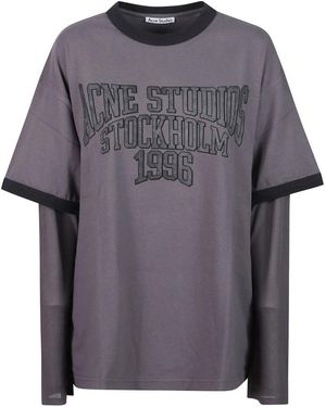 Acne Studios Gelaagd Grafisch T-Shirt - Grijs