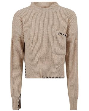 Marni Turtle-Neck Wollen Trui Met Mouliné Effect - Naturel