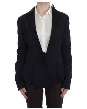 Exte Jassen ,Zwart ,Katoen Elegante Zwarte Stretch Blazer Jas