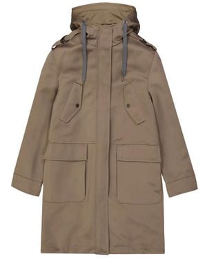 Brunello Cucinelli Parka in misto cotone con tasche - Marrone