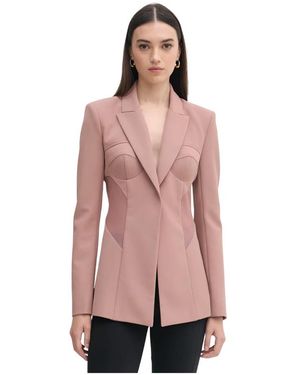 Patrizia Pepe Jassen ,Bruin ,Leer Crepe Bustier Jas - Roze