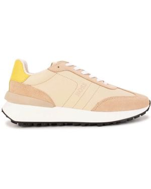 HUGO Retro Laufschuhe Mit Boss Inschrift - Natur