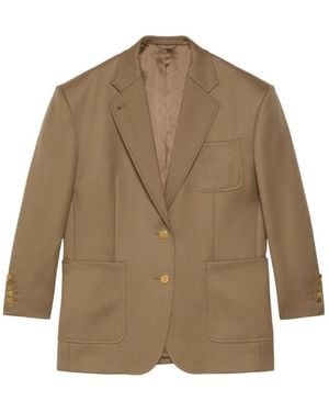 Gucci Wollen Blazer Met Horsebit Detail - Bruin