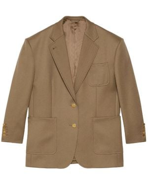 Gucci Wollen Blazer Met Horsebit Detail - Bruin