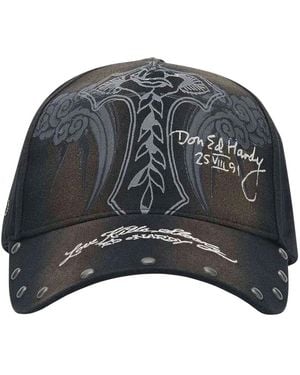 Ed Hardy Storming Rose 5 Panel Trucker Cap - Grau