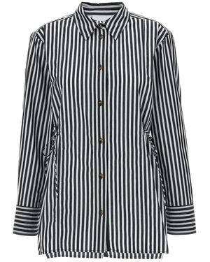 Ganni Lace-Up Shirt - Zwart