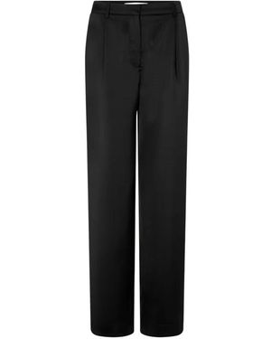 Samsøe & Samsøe Broeken ,Zwart ,Hoge Taille Broek Met Voorplooien
