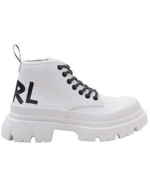 KARL LAGERFELD Lace-Up Boots - White