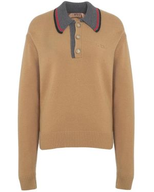 N°21 Gebreide Polo Sweater Aw25 - Naturel