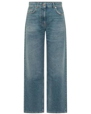 Palm Angels Jeans ,Blauw ,Denim High-Rise Wide Leg Jeans