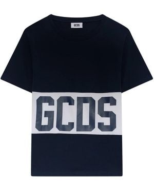 Gcds Tops ,Blauw ,Katoen Logo-Print T-Shirt - Zwart