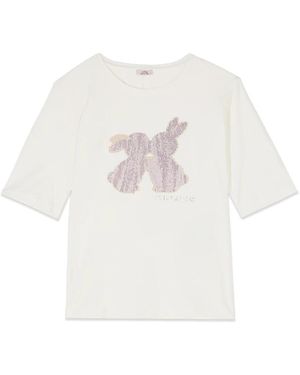 Oltre Jersey T-Shirt Met Applicaties - Wit