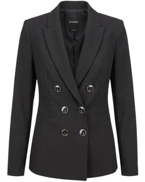 Pinko Jassen ,Zwart ,Polyester Geklede Double-Breasted Blazer