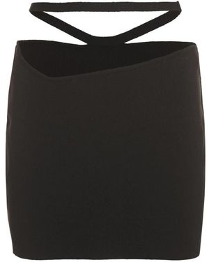 ANDREA ADAMO Rokken ,Zwart ,Geribde Gebreide Mini-Rok Met Uitsnijding