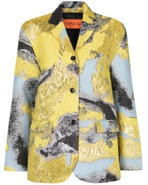 Stine Goya Erhöhter Gewebter Jacquard-Blazer - Gelb