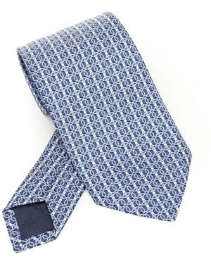 Ferragamo Gancini Print Silk Tie - Blauw