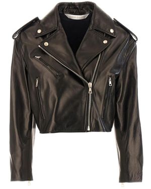 Palm Angels Leather Jackets - Black