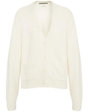 Crush V-Ausschnitt Knopfstrickjacke Bianco - Weiß