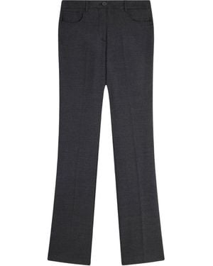 Semicouture Broeken ,Grijs ,Leer Flanellen Broek Met Rechte Pijpen