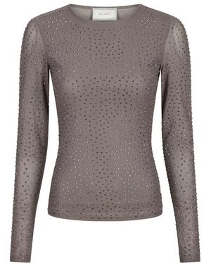 Neo Noir Blusa in mesh con pietra argento - Grigio