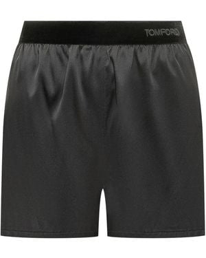 Tom Ford Stretch Silk Satin Pj Shorts - Zwart