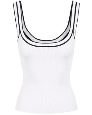 Iceberg Tops ,Wit ,Katoen Geribbelde Stretch Katoenen Tanktop
