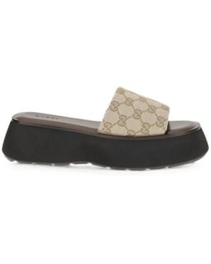 Gucci Gg Canvas Plateau-Slide - Natur