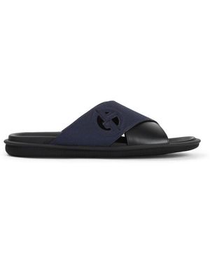 Giorgio Armani Nacht schwarz cross slide sandalen - Blau