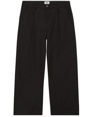 Obey Weite Plissierte Leinenhose - Schwarz