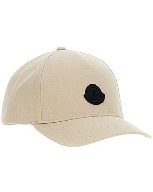 Moncler Accessoires ,Katoen Logo Patch Katoenen Gabardine Baseballpet - Naturel