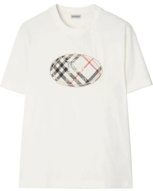 Burberry Check Knight Stamp Katoenen T-Shirt - Wit