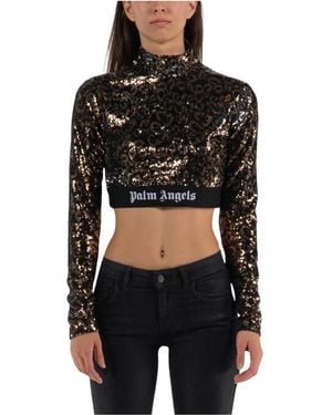 Palm Angels Long Sleeve T-Shirts - Black