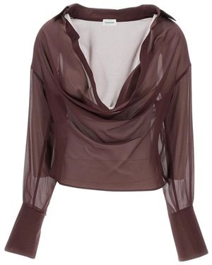 ANDAMANE Overhemden ,Paars ,Leer Lilia Blouse - Bruin