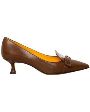 Mara Bini Schoenen ,Bruin ,Leer V434 Pomp - Oranje