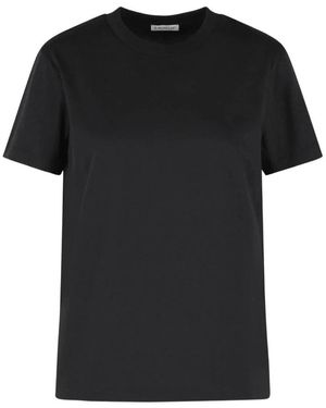 Moncler Tops ,Zwart ,Katoen Geborduurd Logo Katoenen T-Shirt