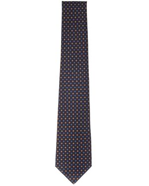 Kiton Zevenvoudige Zijden Stropdas - Blauw