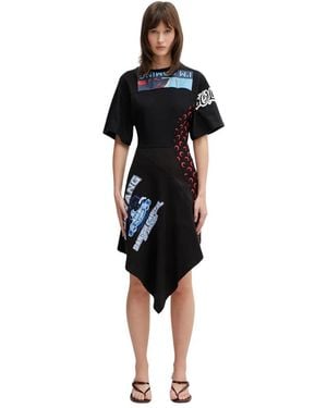 Marine Serre Bedrucktes Baumwoll-Midikleid - Schwarz