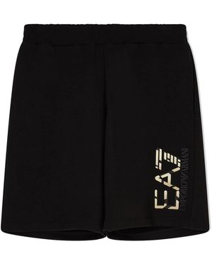 EA7 Korte Broeken ,Zwart ,Katoen Bermuda Shorts Met Maxi Logo