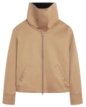 Courreges Katoenen Blouson Met Rits En Hoge Kraag - Naturel