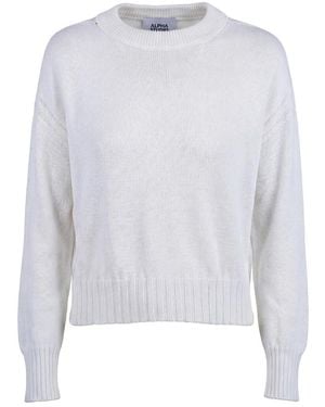Alpha Studio Round-Neck Knitwear - White