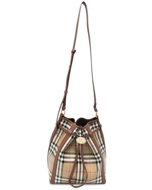 Burberry Tassen ,Katoen Kleine Bucket Bag Met Check-Patroon - Metallic