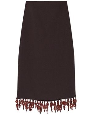 Tory Burch Embellished Crepe Skirt - Bruin