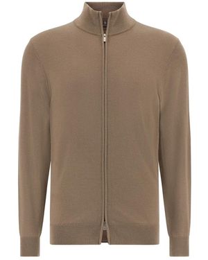 BOGGI Merino Wol Volledige Ritssluiting Sweater - Bruin