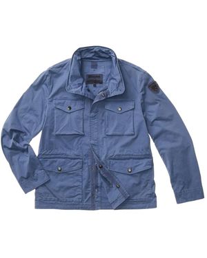 Blauer Geverfde Multi-Pocket Jas - Blauw