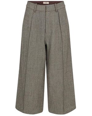Mos Mosh Broeken ,Bruin ,Cropped Broek - Grijs