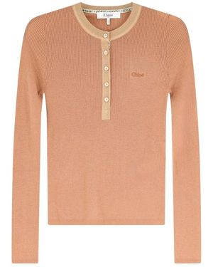 Chloé Henley Strickshirt - Pink